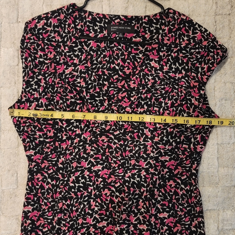 JONES NEW YORK Black and Pink Floral Dress Size 10 - Picture 5 of 9